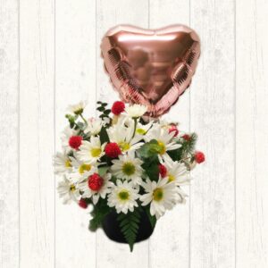 Florero con Globo Rosado