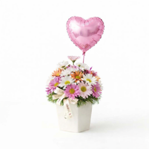 Florero con Globo Rosado